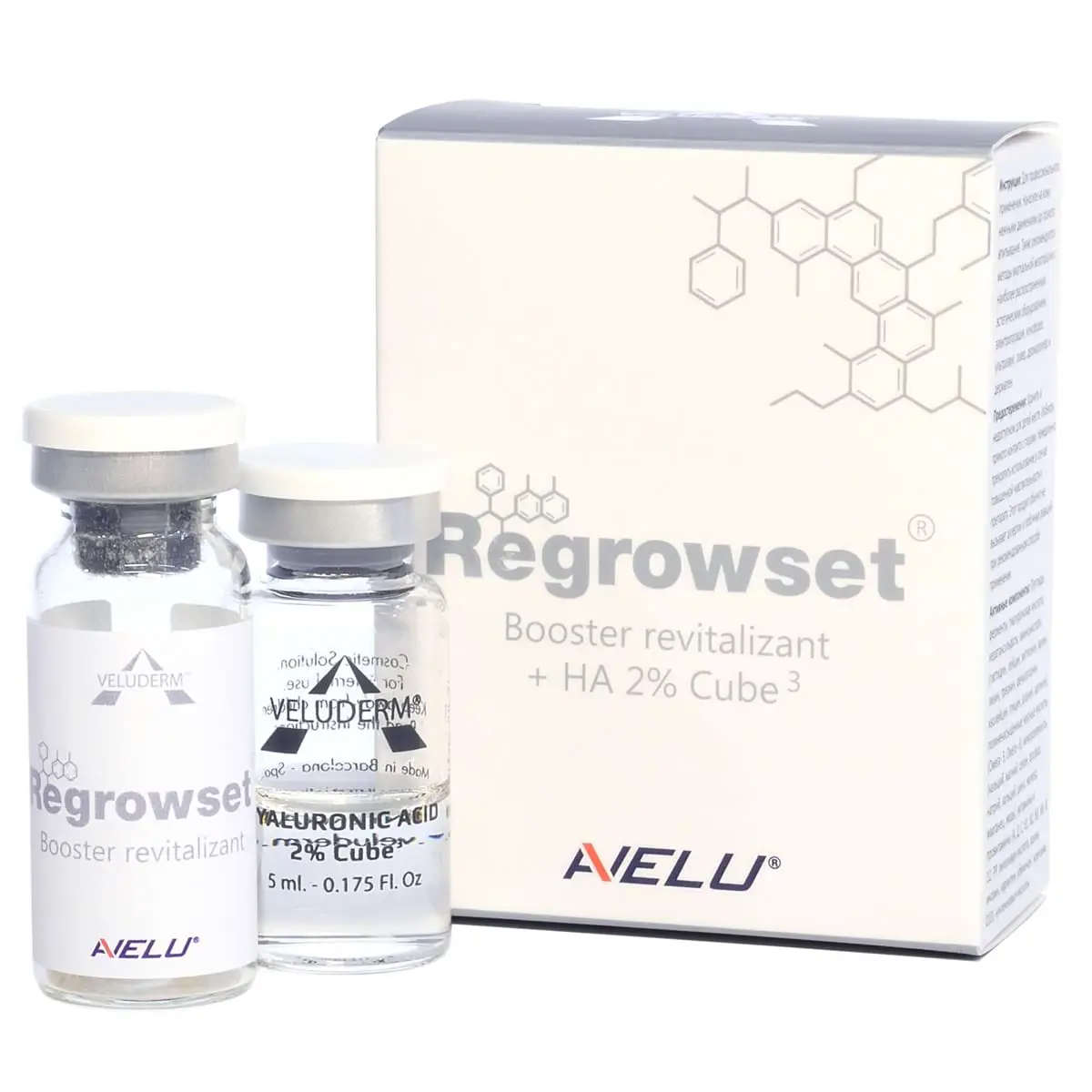 Veluderm (Велюдерм) Regrowset + HA 2% Cube3 (омоложение, отбеливание), 5 мл*2 шт Veluderm (Велюдерм) Regrowset + HA 2% Cube3 (омоложение, отбеливание), 5 мл*2 шт