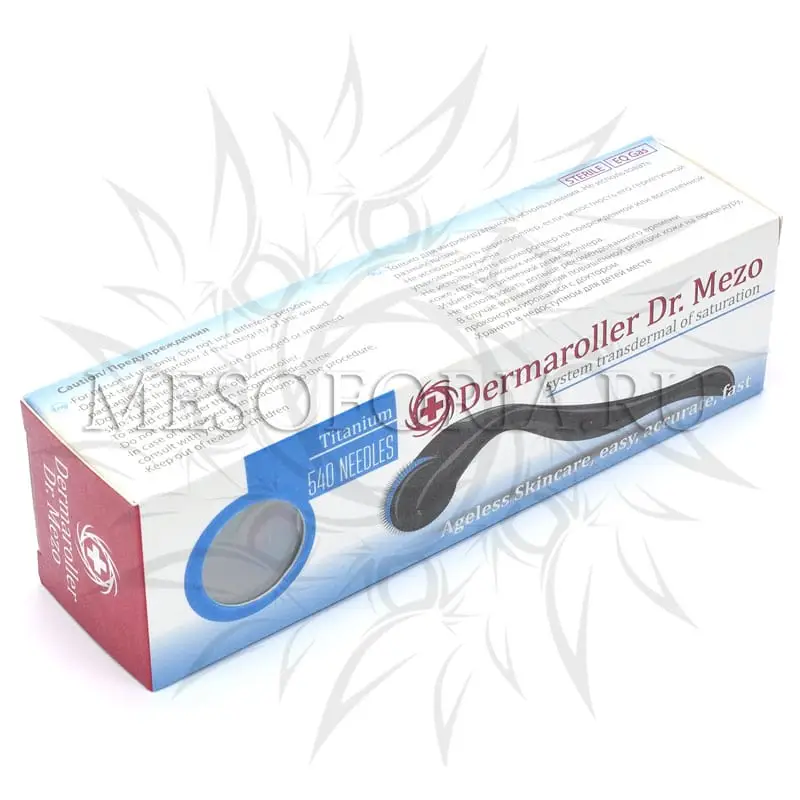 Мезороллер для лица и тела Dermaroller Dr Mezo с титановыми позолоченными микроиглами, 540 игл