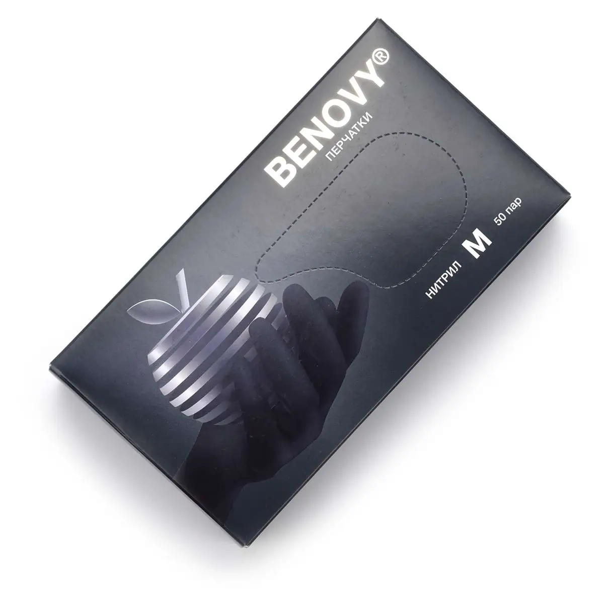 Перчатки нитриловые черные M Benovy (Бенови) - 50 пар