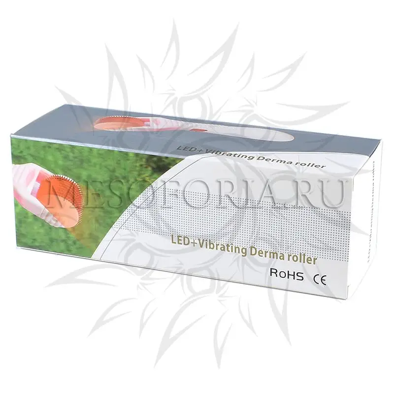 Мезороллер фотонный LED+Vibrating Dermaroller с титановыми микроиглами и красным светом, 540 игл