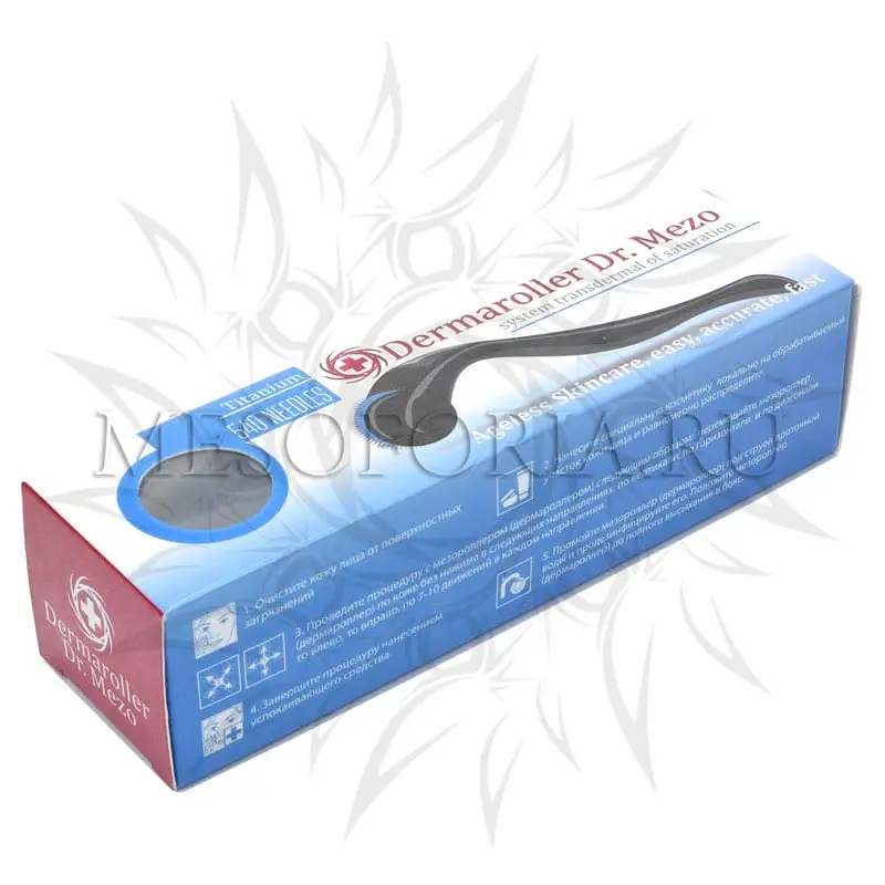 Мезороллер для лица и тела Dermaroller Dr Mezo с титановыми позолоченными микроиглами, 540 игл