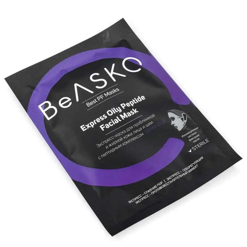 Экспресс-маска для проблемной и жирной кожи лица и шеи с пептидным комплексом DERMAPUR / Express Oily Peptide Facial Mask, Best PF Masks, BeASKO - 7*25 гр