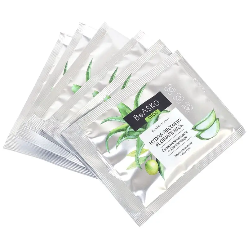 Альгинатная маска суперувлажняющая и заживляющая с Aloe Vera / Hydra Recovery Alginate Mask, BeASKO - 6*30 гр Альгинатная маска суперувлажняющая и заживляющая с Aloe Vera / Hydra Recovery Alginate Mask, BeASKO - 6*30 гр