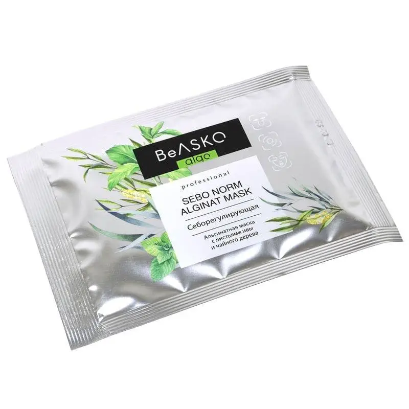 Альгинатная маска себорегулирующая с листьями ивы и чайного дерева / Sebo Norm Alginate Mask, BeASKO - 30 гр