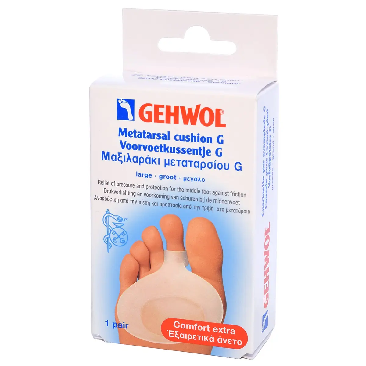 Защитная гель подушечка под пальцы G, большая / Metatarsal Cushion G large, Gehwol (Геволь), 2 шт Защитная гель подушечка под пальцы G, большая / Metatarsal Cushion G large, Gehwol (Геволь), 2 шт