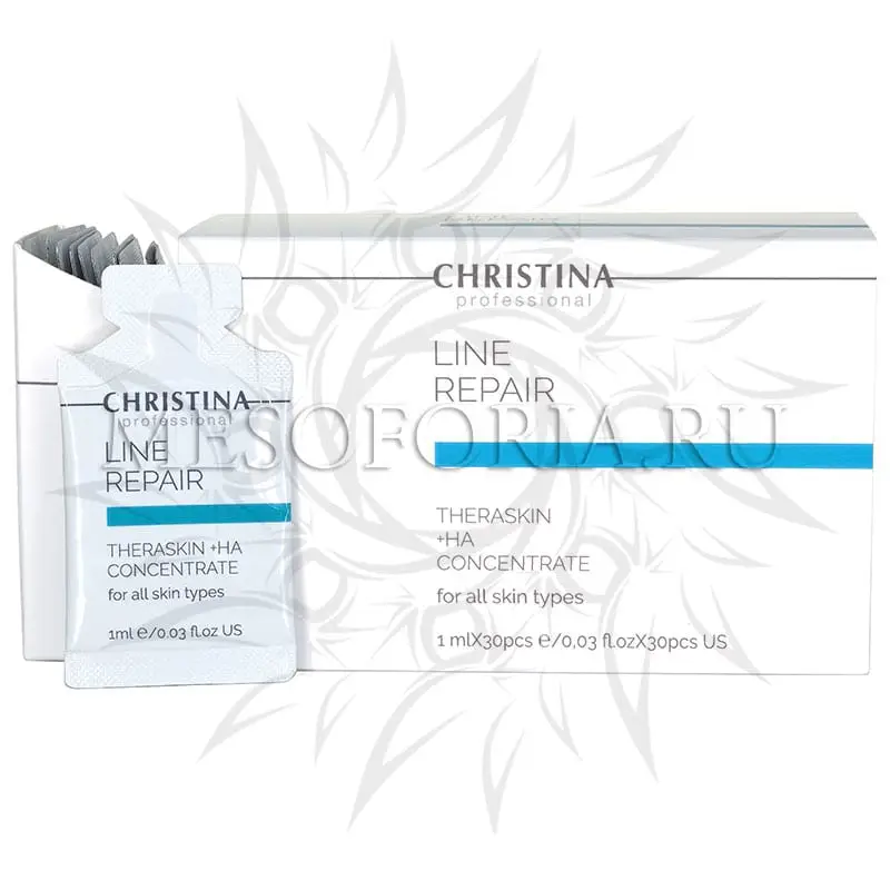Регенерирующие увлажняющие капли с гиалуроновой кислотой «Тераскин» / Line Repair Theraskin + HA Concentrate, Christina (Кристина) - 1 мл х 30 шт Регенерирующие увлажняющие капли с гиалуроновой кислотой «Тераскин» / Line Repair Theraskin + HA Concentrate, Christina (Кристина) - 1 мл х 30 шт