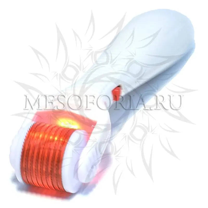 Мезороллер фотонный LED+Vibrating Dermaroller с титановыми микроиглами и красным светом, 540 игл