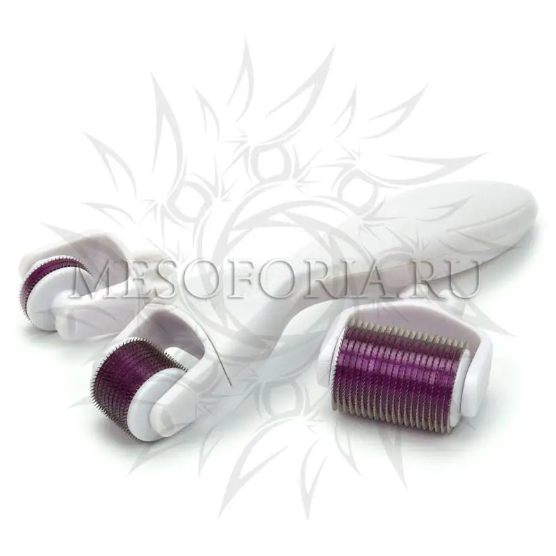 Мезороллер с тремя сменными барабанами для лица, тела и глаз, 600 игл, 1200 игл, 180 игл