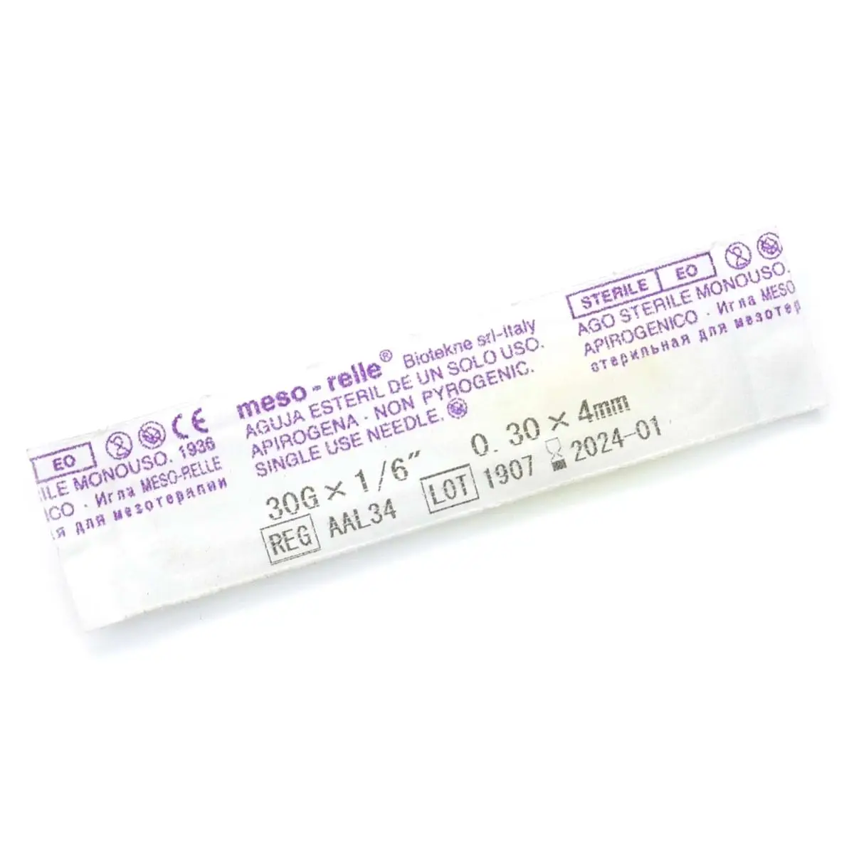 Иглы для мезотерапии и микроинъекций "Meso-relle" 30G 0,3 х 4 мм, 1 шт