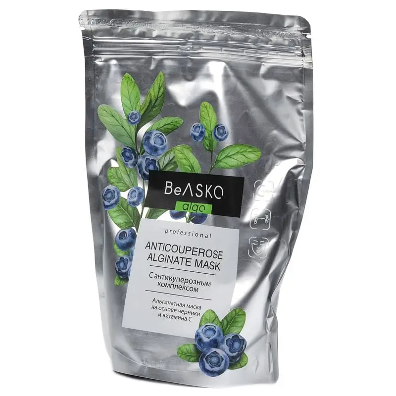 Альгинатная маска с антикуперозным комплексом на основе черники и витамина С / Anticouperose Alginate Mask, BeASKO - 350 гр
