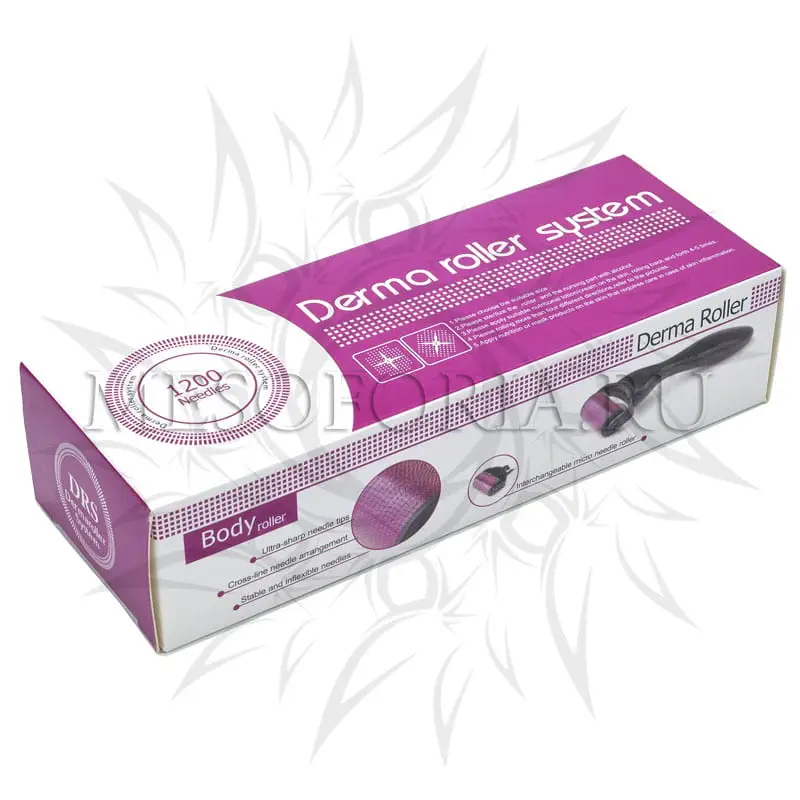 Мезороллер от целлюлита DRS со стальными микроиглами и позолоченным напылением, 1200 игл