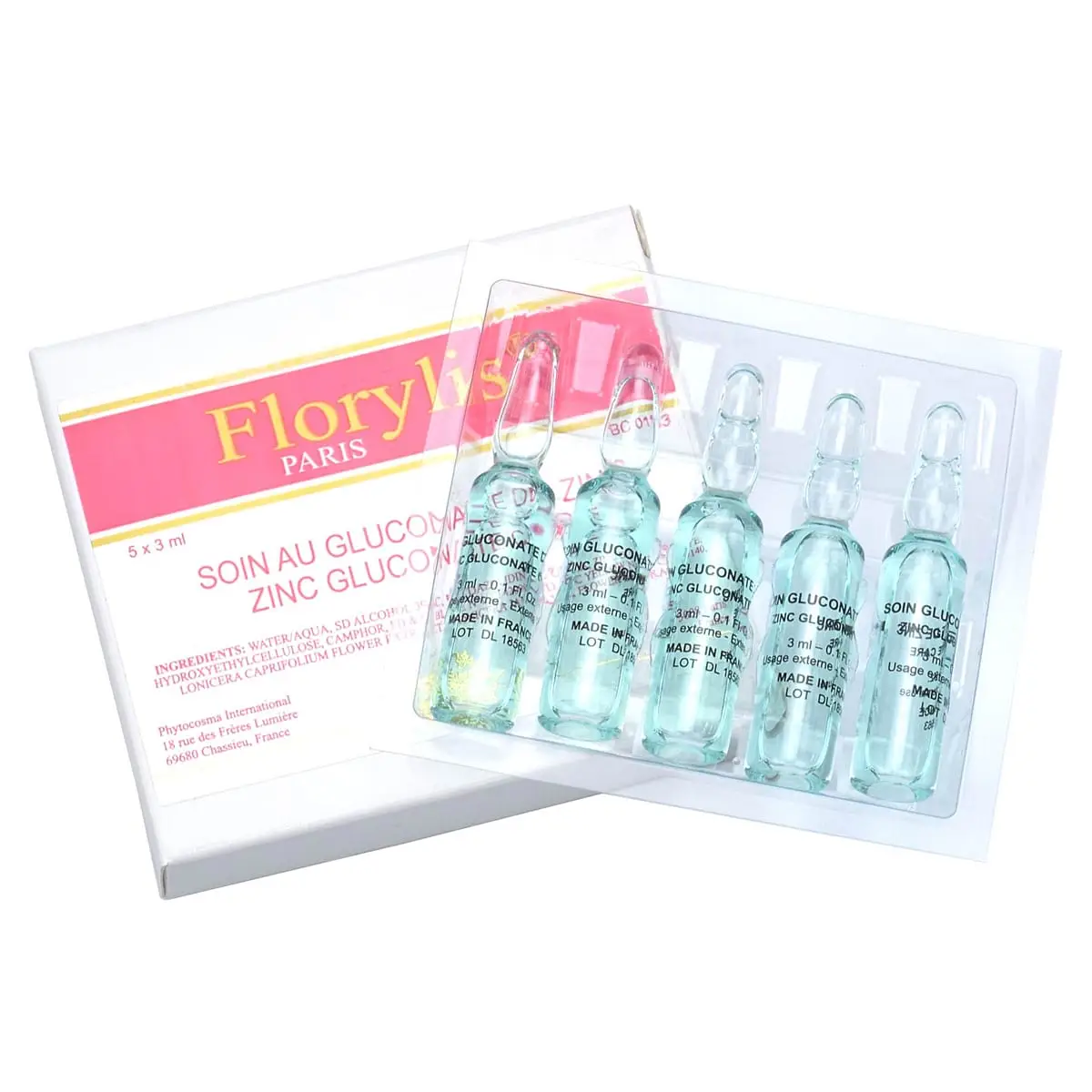 Концентрат с глюконатом цинка и пептидами / Soin Au Gluconate De Zinc, Florylis (Флорилис) - 5 x 3 мл