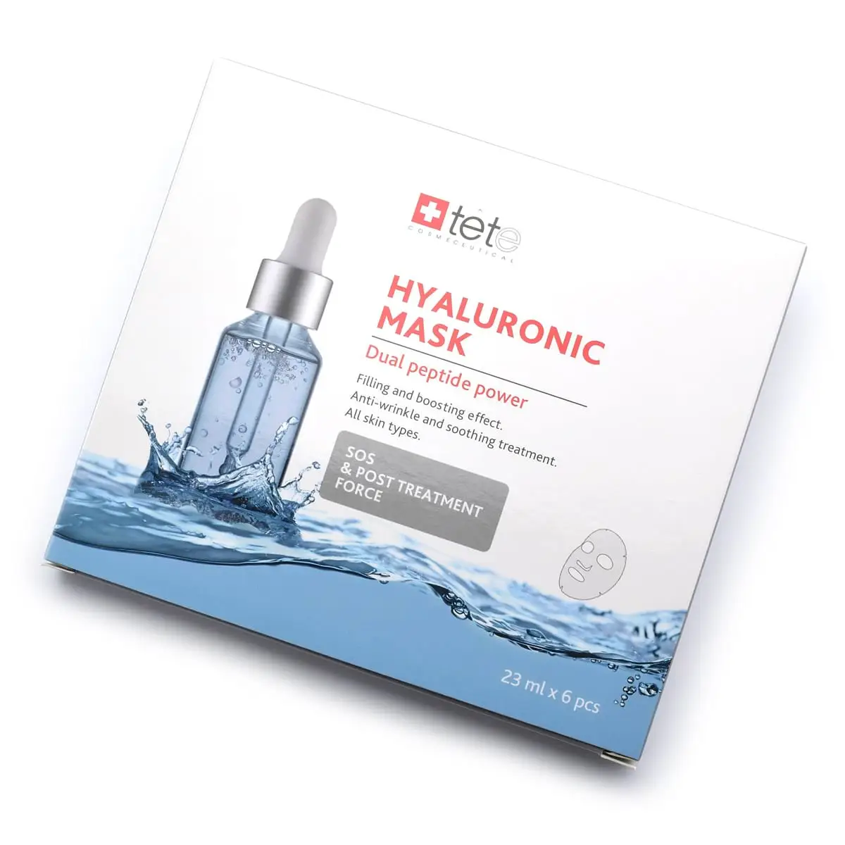 Постпроцедурная тканевая маска / Hyaluronic Mask SOS And Post Treatment Force, Tete Cosmeceutical - 6 шт Постпроцедурная тканевая маска / Hyaluronic Mask SOS And Post Treatment Force, Tete Cosmeceutical - 6 шт