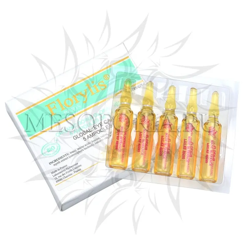 Концентрат для контура вокруг глаз с аминокислотами / Organic Soin Global Yeux, Florylis (Флорилис) - 5 x 2 мл