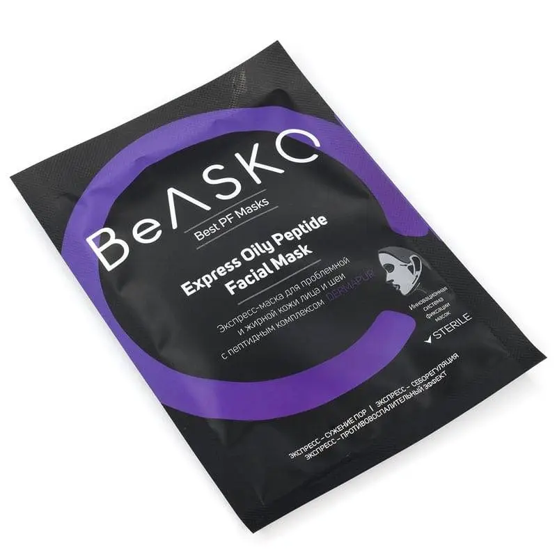 Экспресс-маска для проблемной и жирной кожи лица и шеи с пептидным комплексом DERMAPUR / Express Oily Peptide Facial Mask, Best PF Masks, BeASKO - 25 гр