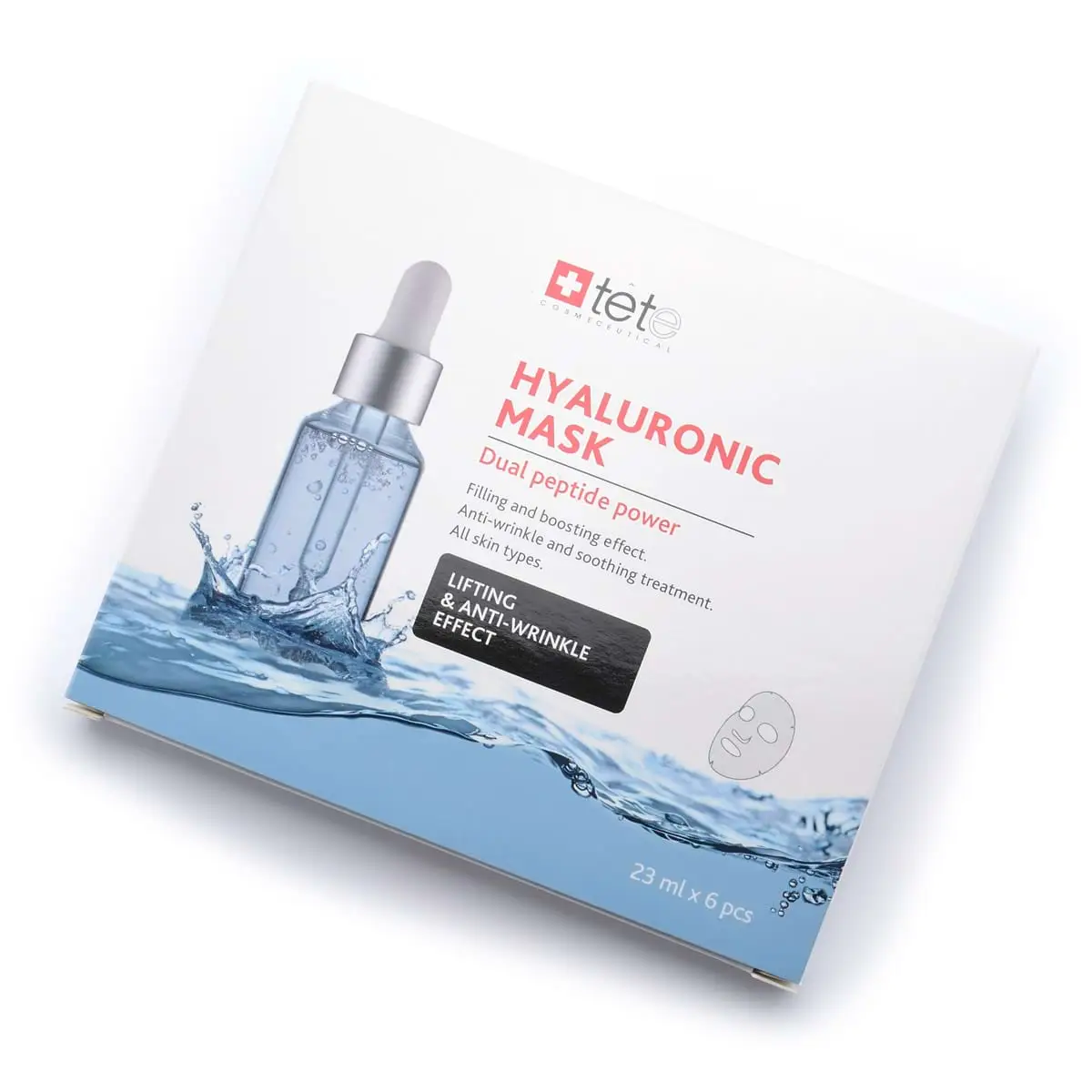 Тканевая маска с пептидами и экстрактом водорослей / Hyaluronic Mask Lifting And Anti-Wrinkle Effect, Tete Cosmeceutical - 6 шт