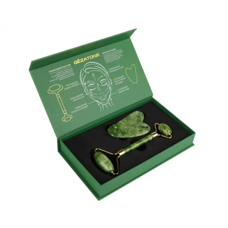 Набор нефритовый массажер-роллер для лица и кристалл для массажа Гуаша AMG331, Gezatone (Гезатон, Жезатон) Набор нефритовый массажер-роллер для лица и кристалл для массажа Гуаша AMG331, Gezatone (Гезатон, Жезатон)