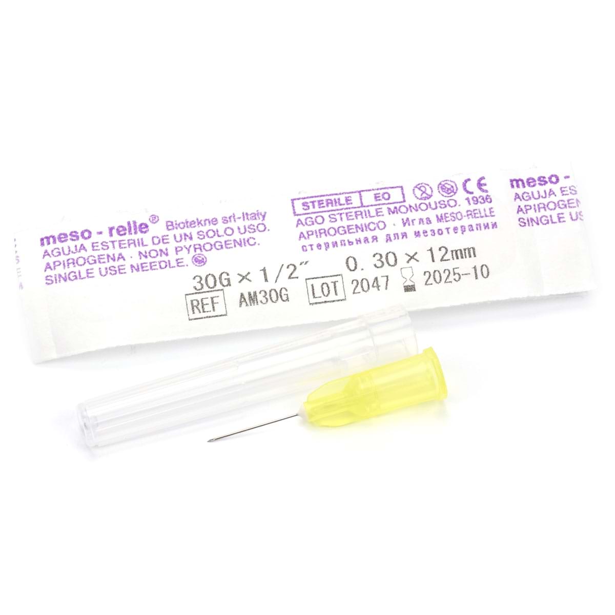 Иглы для мезотерапии и микроинъекций “Meso-relle” 30G 0,3 х 12 мм, 1 шт