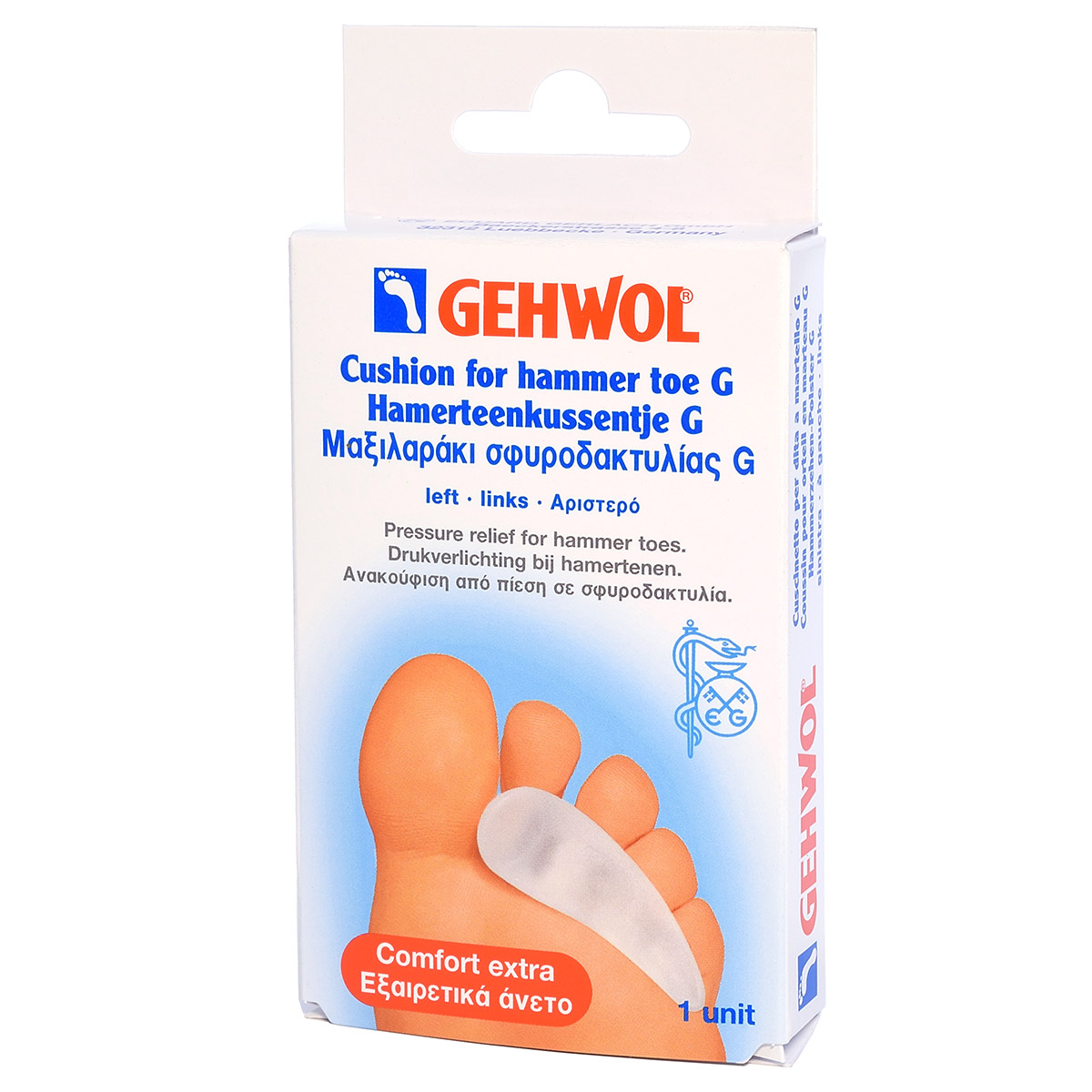 Гель-подушка под пальцы G, левая / Cushion For Hammer Toe G left, Gehwol (Геволь), 1 шт