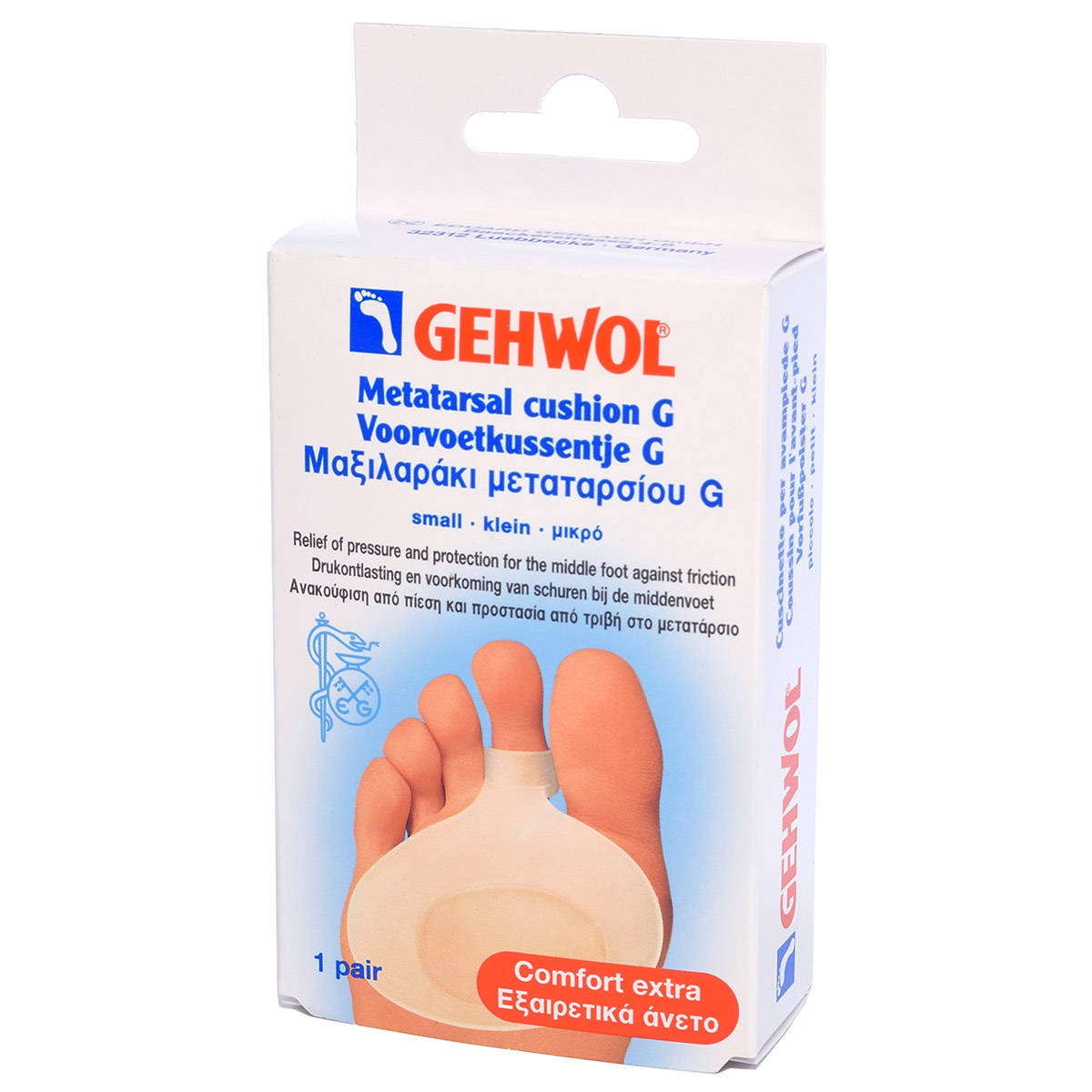 Защитная гель подушечка под пальцы G, маленькая / Metatarsal Cushion G small, Gehwol (Геволь), 2 шт