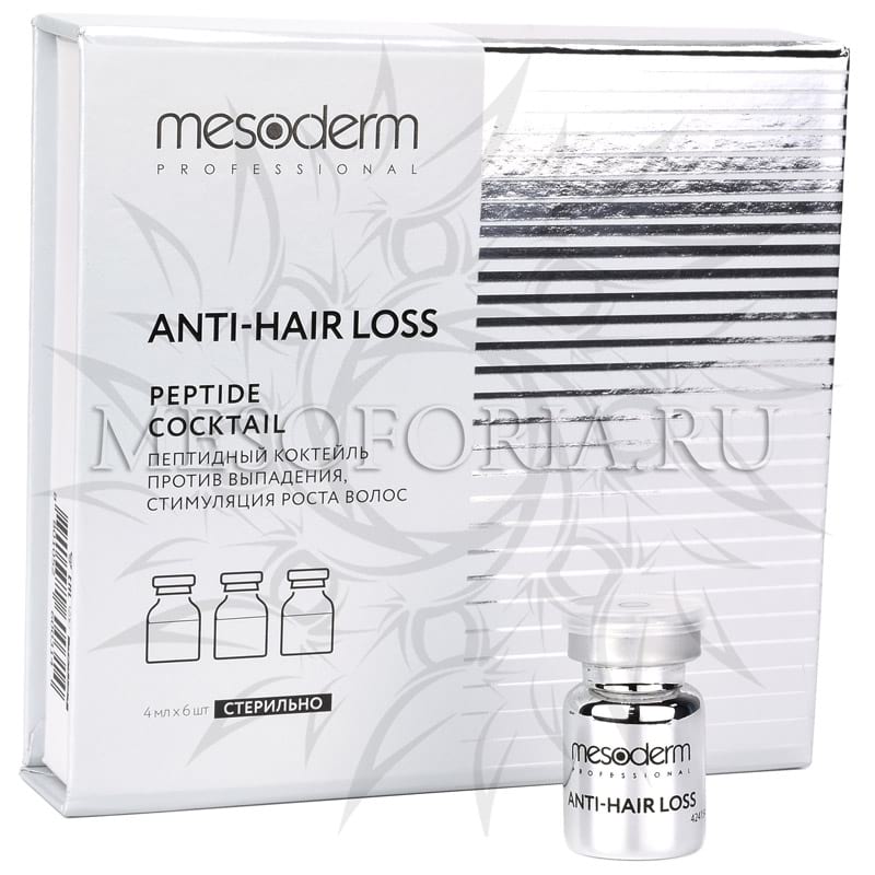 Пептидный коктейль под дермапен для стимуляции роста волос и против выпадения волос / Anti Hair Loss, Mesoderm (Мезодерм), 4 мл х 6 шт