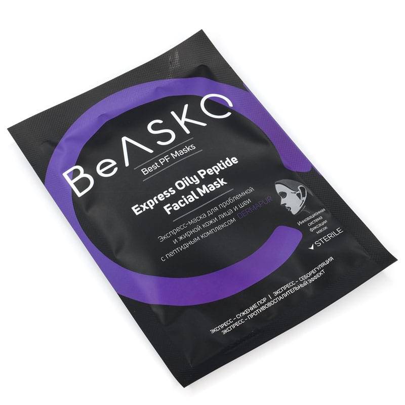 Экспресс-маска для проблемной и жирной кожи лица и шеи с пептидным комплексом DERMAPUR / Express Oily Peptide Facial Mask, Best PF Masks, BeASKO – 25 гр