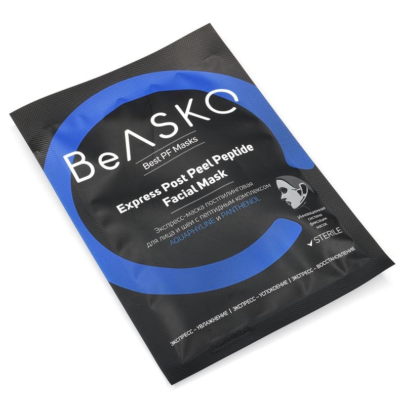 Экспресс-маска постпилинговая для лица и шеи с пептидным комплексом AQUAPHYLINE и PANTHENOL / Express Post Peel Peptide Facial Mask, Best PF Masks, BeASKO – 25 гр