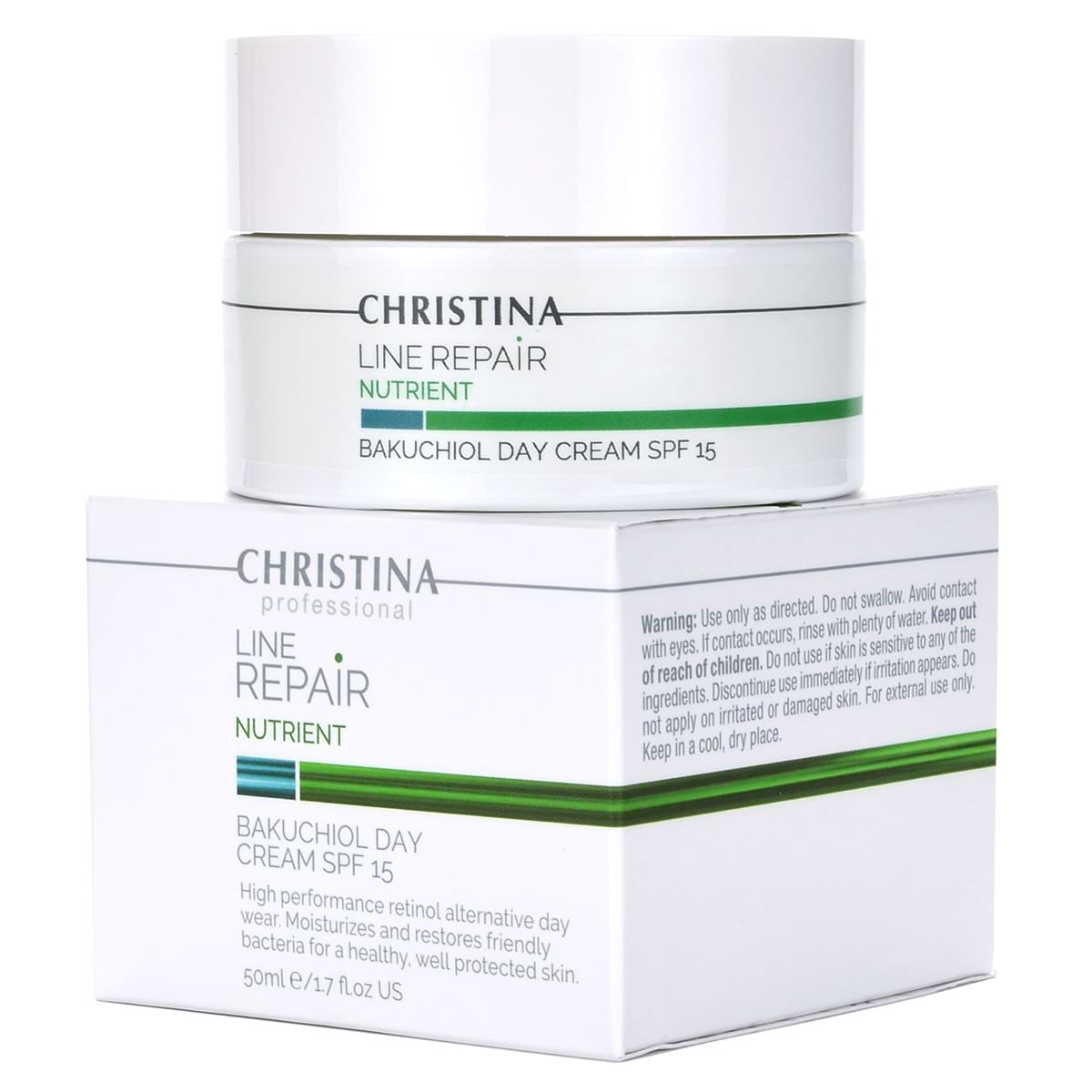 Дневной крем с бакучиолом СПФ 15 / Nutrient Bakuchiol Day Cream SPF 15, Line Repair, Christina (Кристина) – 50 мл