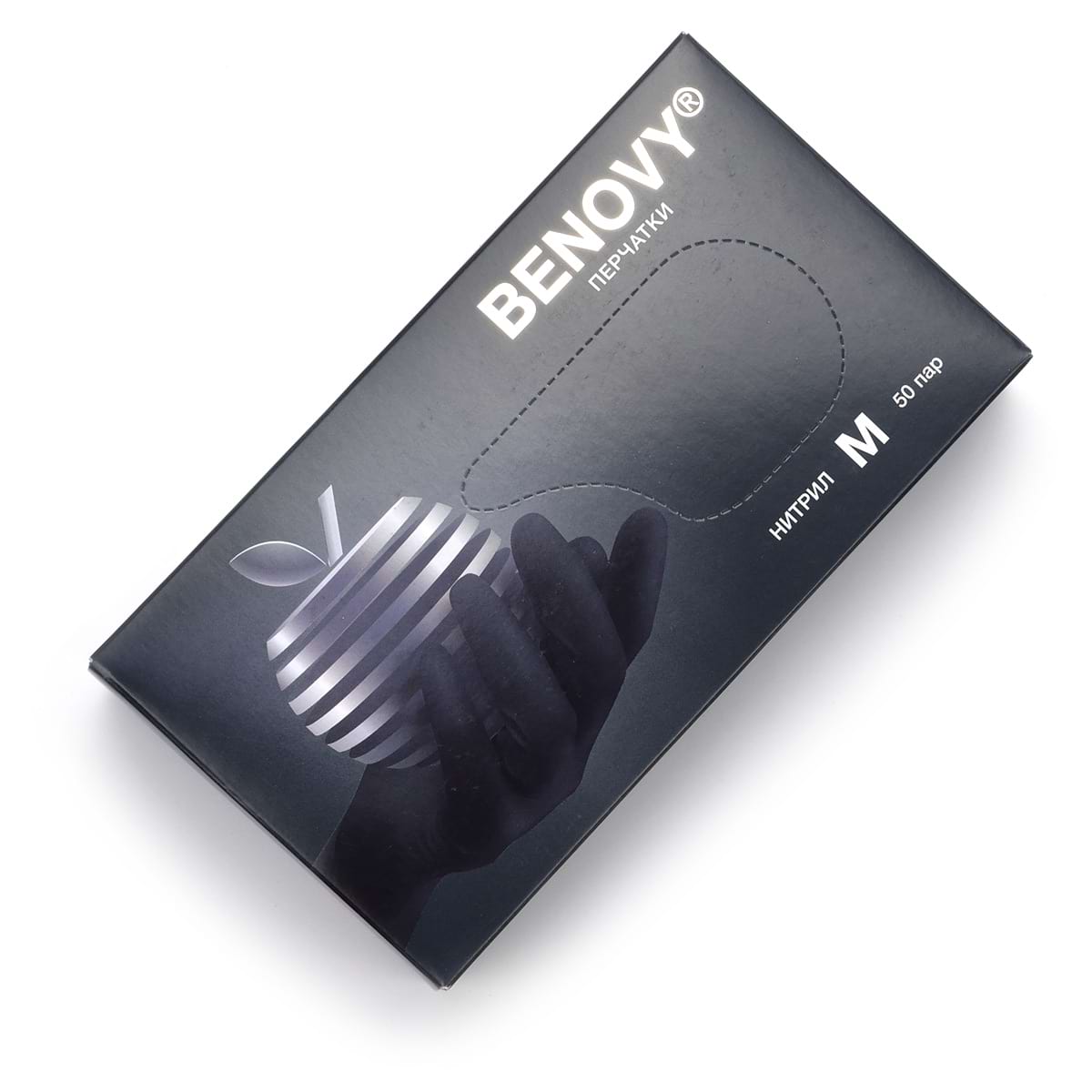 Перчатки нитриловые черные M Benovy (Бенови) – 50 пар