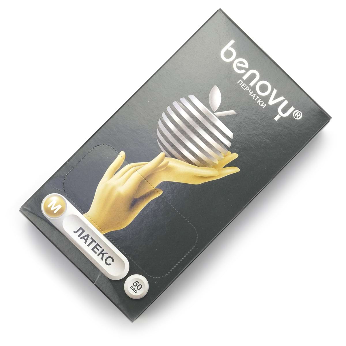 Перчатки латексные неопудренные бежевые M Benovy (Бенови) – 50 пар