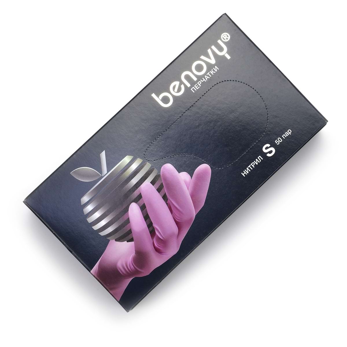 Перчатки нитриловые розовые S Benovy (Бенови) – 50 пар
