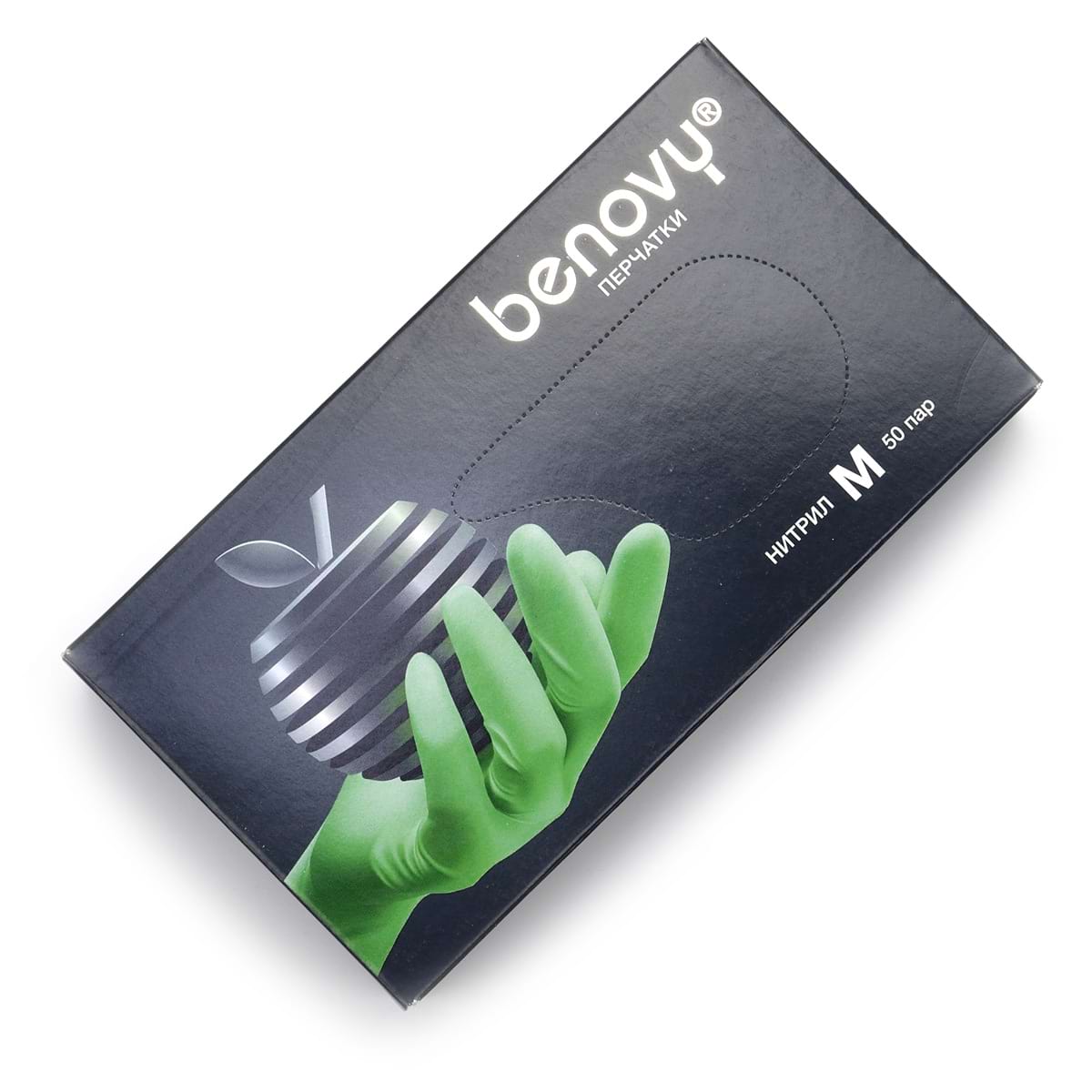 Перчатки нитриловые зеленые M Benovy (Бенови) – 50 пар