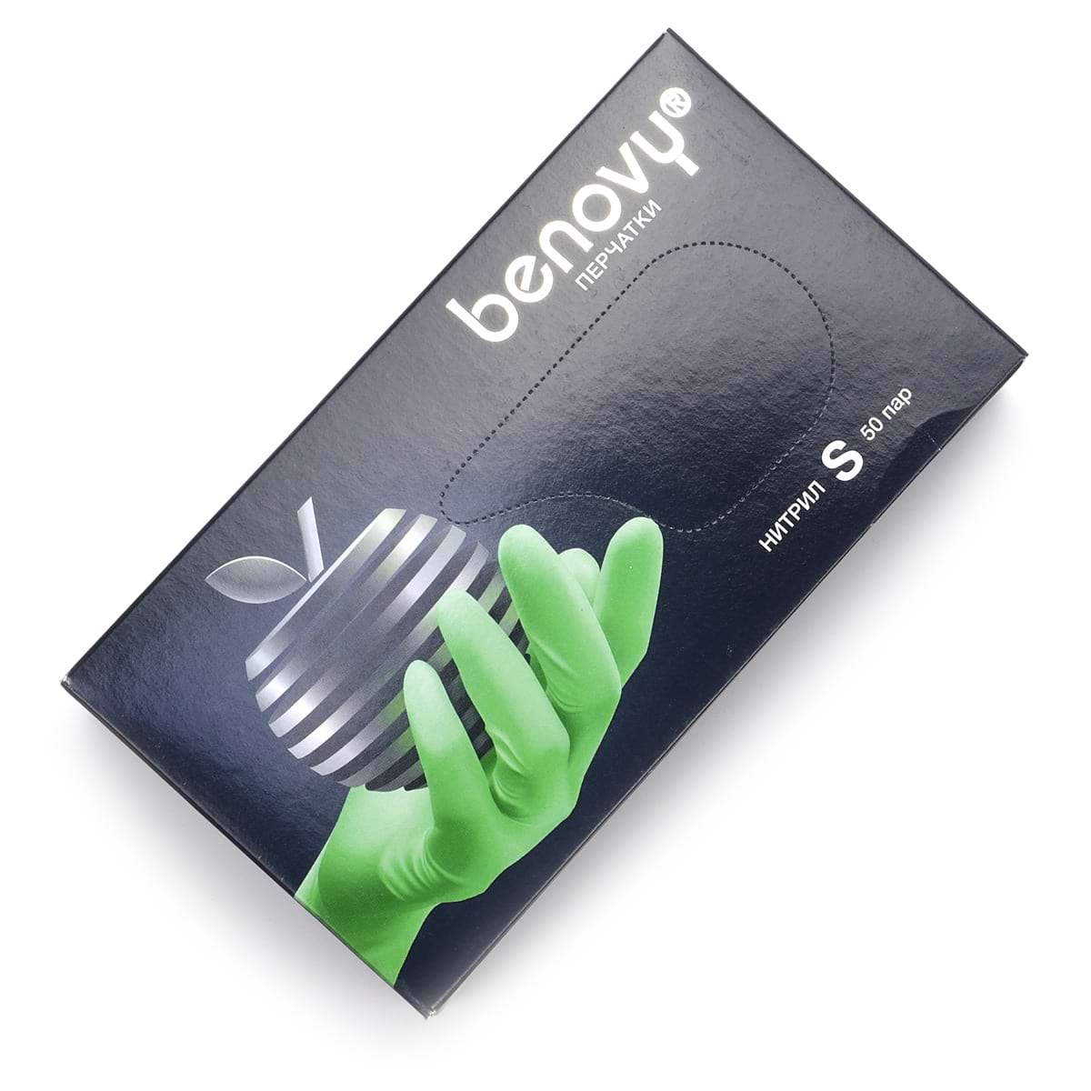 Перчатки нитриловые зеленые S Benovy (Бенови) – 50 пар