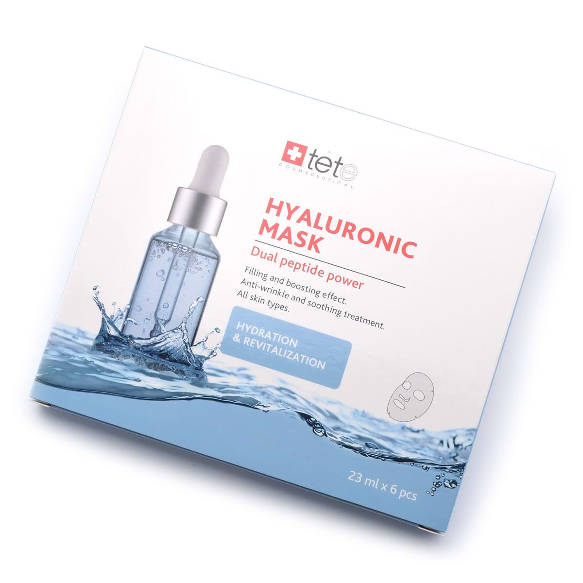 Тканевая маска-биоревитализант / Hyaluronic Mask Hydration And Revitalization, Tete Cosmeceutical – 6 шт